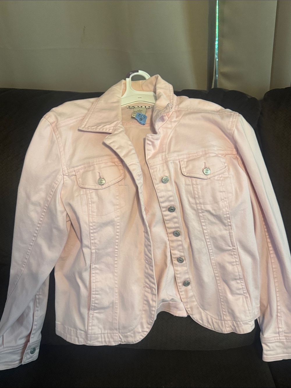 Women's Light Pink Denim Trucker Jacket - Casual Jean Jacket